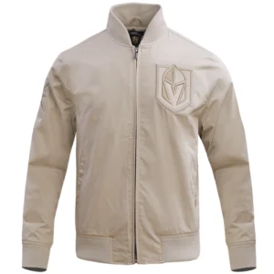 Vegas Golden Knights Neutral Pro Standard Full-Zip Satin Varsity Jacket