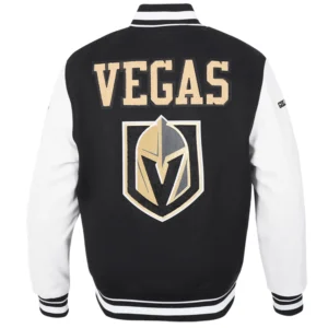 Alternative view of Vegas Golden Knights Pro Standard Retro Classic Ribbed Wool & Leather Varsity Jacket