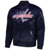 Washington Capitals Classic Navy Satin Varsity Jacket