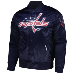 Washington Capitals Classic Navy Satin Varsity Jacket