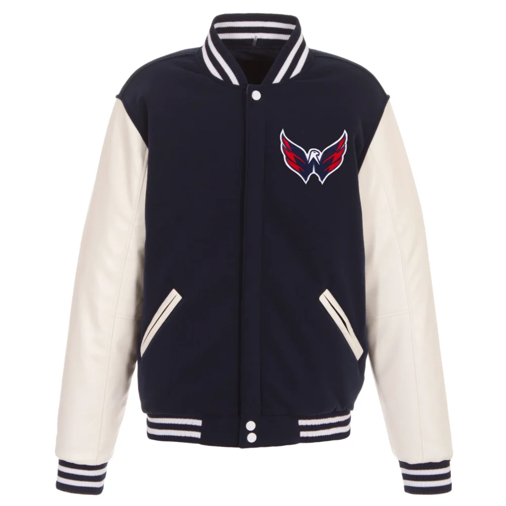Washington Capitals Two Tone Wool & Leather Jacket