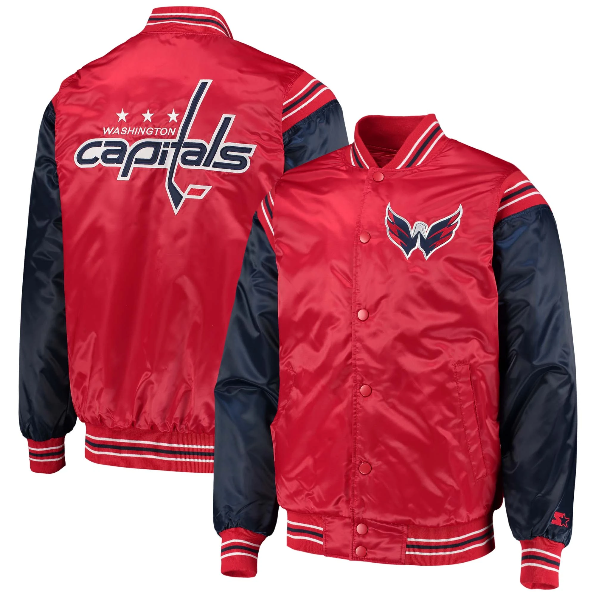 Washington Capitals The Enforcer Satin Varsity Jacket - Image 4
