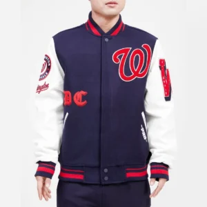 Washington Nationals Old English Pro Standard Wool & Leather Varsity Jacket