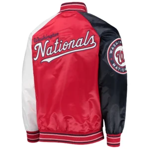 Alternative view of Washington Nationals Starter Reliever Full-Snap Satin Varsity Jacket