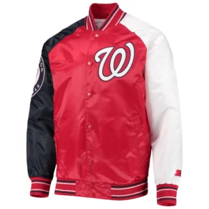 Washington Nationals Starter Reliever Full-Snap Satin Varsity Jacket