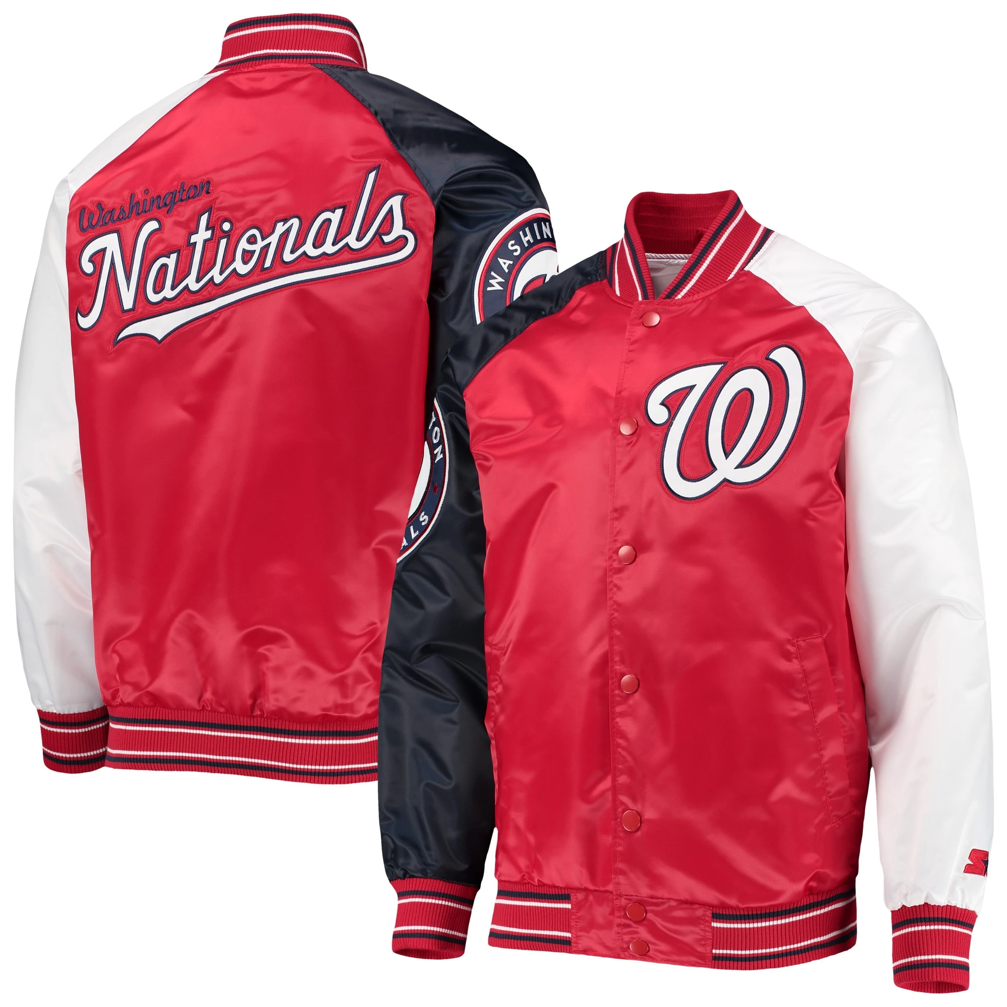 Washington Nationals Starter Reliever Full-Snap Satin Varsity Jacket - Image 4