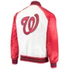 Washington Nationals Lead Off White & Red Clean Up Hitter Full-Snap Satin Varsity Jacket - Image 2