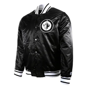 Winnipeg Jets Logo Locker Room Black Ice Satin Varsity Jacket
