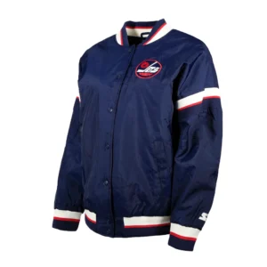 Winnipeg Jets Women's Tournament Navy Satin Varsity Jacket