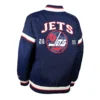 Winnipeg Jets Women's Tournament Navy Satin Varsity Jacket - Image 4