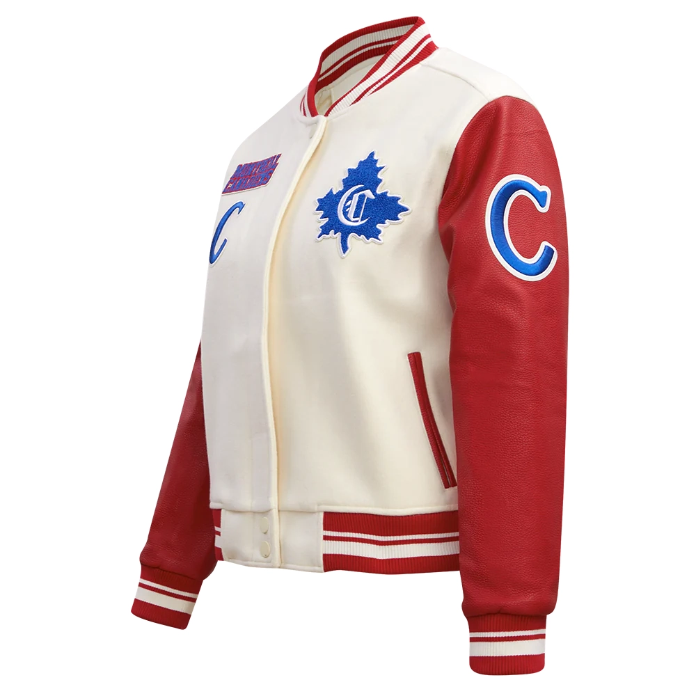 Women's Montreal Canadiens Retro Classic Wool & Leather Varsity Jacket - Image 2
