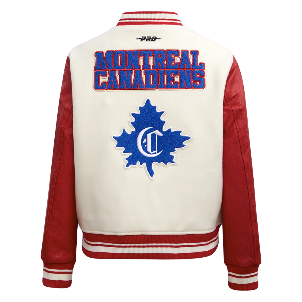 Women's Montreal Canadiens Retro Classic Wool & Leather Varsity Jacket - Image 4