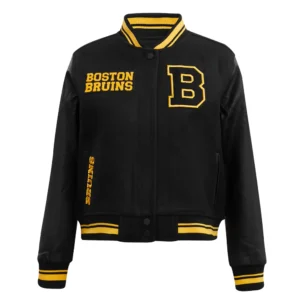 Women's Boston Bruins Retro Classic Wool & Leather Varsity Jacket