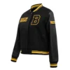 Women's Boston Bruins Retro Classic Wool & Leather Varsity Jacket - Image 2