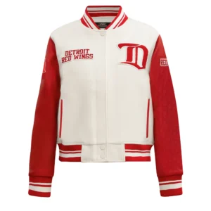 Women's Detroit Red Wings Retro Classic Wool & Leather Varsity Jacket