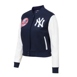 Alternative view of New York Yankees Pro Standard Navy & White Varsity Jacket