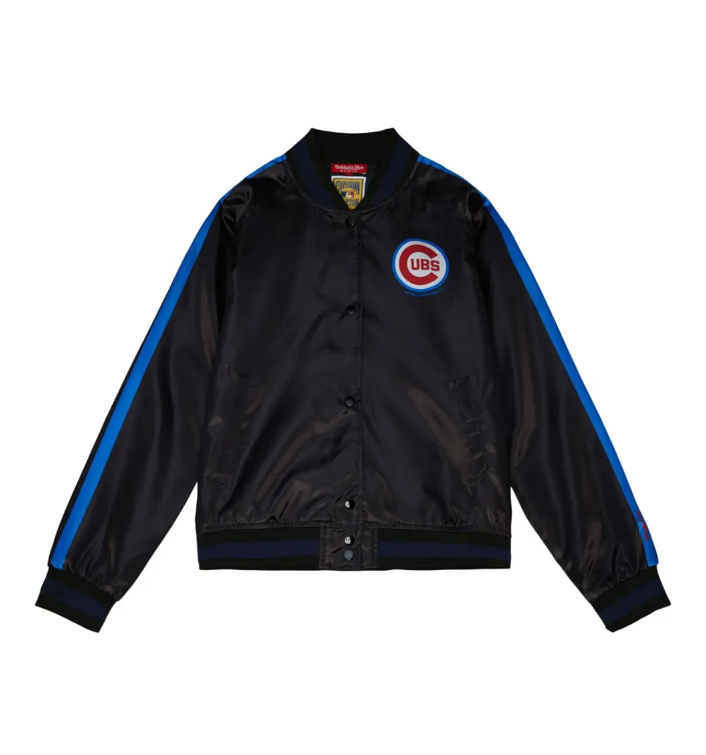 Chicago Cubs Raglan Cooperstown Heavyweight Full-Snap Satin Varsity Jacket