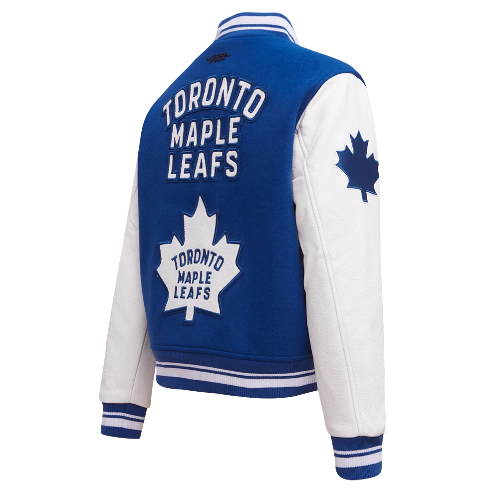 Women's Toronto Maple Leafs Retro Classic Wool & Leather Varsity Jacket - Image 3