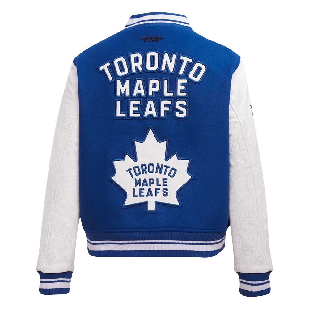 Women's Toronto Maple Leafs Retro Classic Wool & Leather Varsity Jacket - Image 4