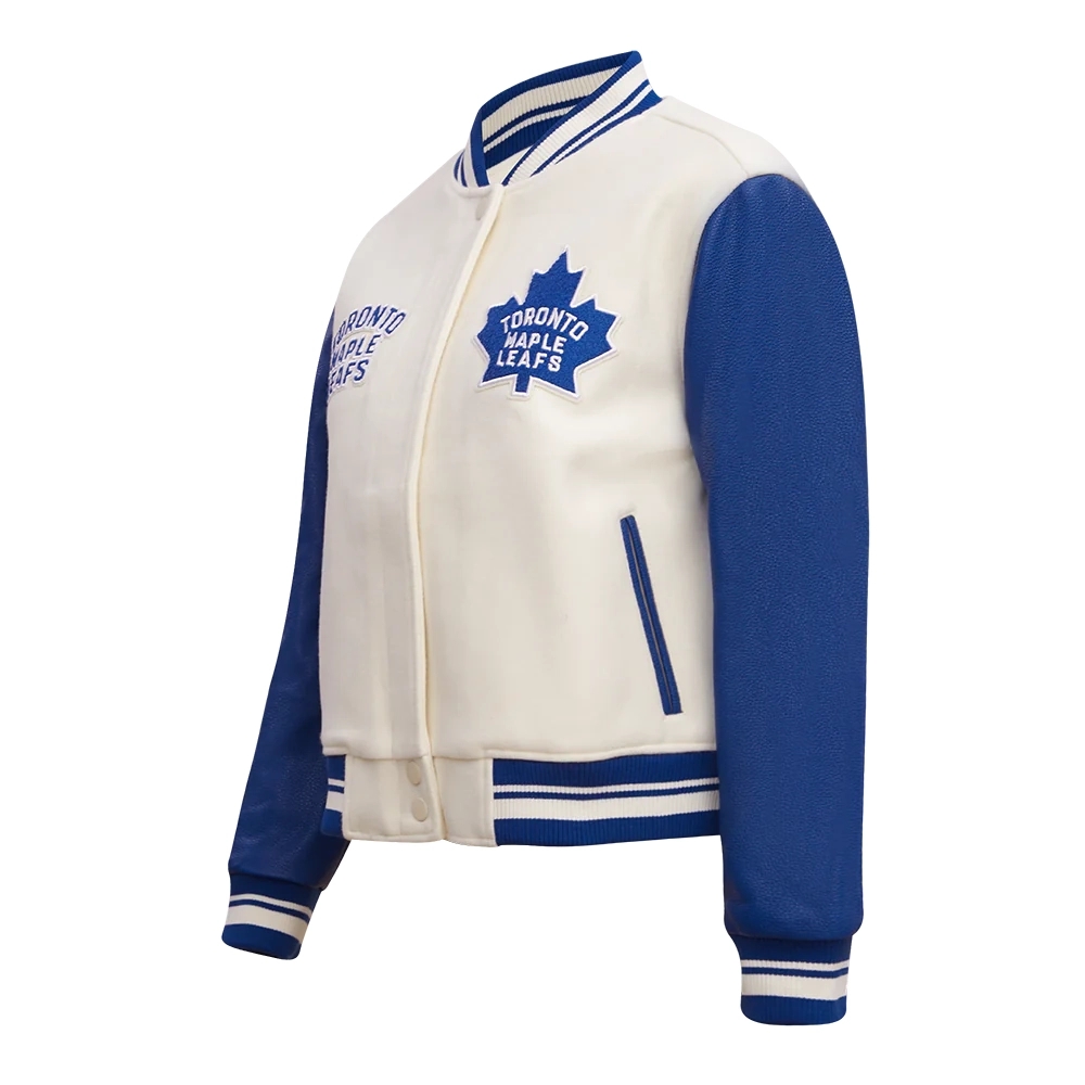 Women's Toronto Maple Leafs Retro Classic Wool & Leather Varsity Jacket - Image 2