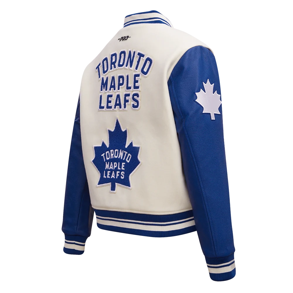 Women's Toronto Maple Leafs Retro Classic Wool & Leather Varsity Jacket - Image 3