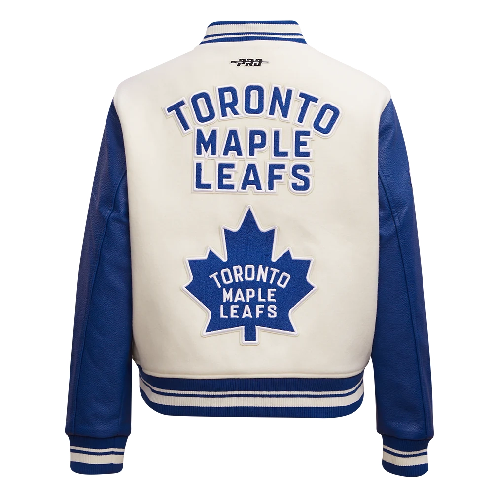 Women's Toronto Maple Leafs Retro Classic Wool & Leather Varsity Jacket - Image 4