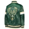 Youth Milwaukee Bucks Starter Hunter Home Game Green Satin Varsity Jacket - Image 2