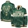 Youth Milwaukee Bucks Starter Hunter Home Game Green Satin Varsity Jacket - Image 3