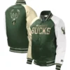 Youth Milwaukee Bucks Reliever Starter Hunter Tri Color Varsity Jacket - Image 3