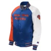 Youth New York Knicks Reliever Starter Royal Raglan Full-Snap Varsity Jacket