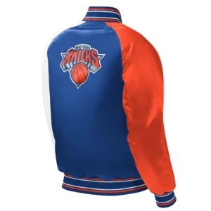 Alternative view of Youth New York Knicks Reliever Starter Royal Raglan Full-Snap Varsity Jacket
