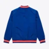 New York Mets Lightweight Raglan Ribbed Knitted Satin Varsity Jacket - Image 2