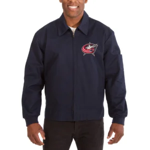 Columbus Blue Twill Workwear Varsity Navy Jacket