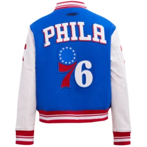 Alternative view of Women's Classic Philadelphia 76ers Wool & Leather Varsity Jacket Blue & White