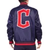 Cleveland Guardians Retro Classic Rib Full-Snap Satin Varsity Navy Jacket - Image 2