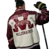Alternative view of Vancouver Canucks X In Millionaire Shirt Collar Maroon & Cream Leather Varsity Jacket