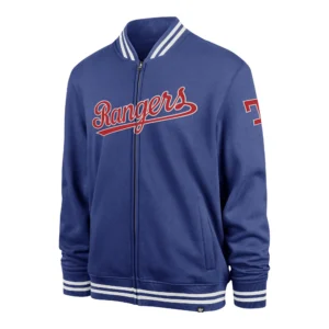Texas Rangers '47 Royal Wax Pack Full-Zip Satin Varsity Jacket
