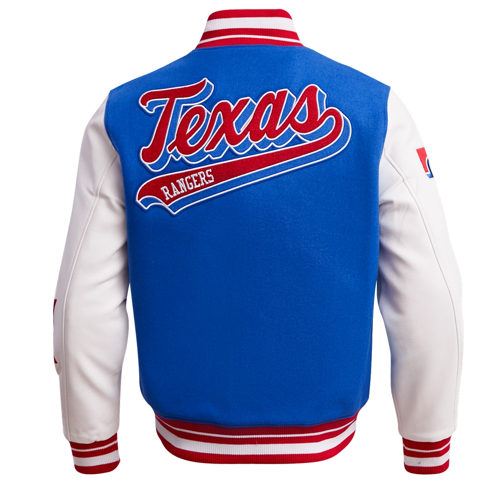 Texas Rangers Retro Classic Rib Wool & Leather Varsity Jacket - Image 2
