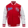 Texas Rangers Retro Classic Wool & Leather Varsity Jacket Red & White