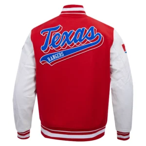 Alternative view of Texas Rangers Retro Classic Wool & Leather Varsity Jacket Red & White