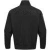 Philadelphia 76ers Triple Black Classic Rib Satin Varsity Black Jacket - Image 2