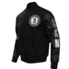 Brooklyn Nets Retro Classic Rib Full Black Wool & Leather Varsity Jacket - Image 2