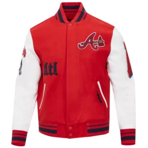 Atlanta Braves Old English Baseball Team Players Wool & Leather Varsity Jacket