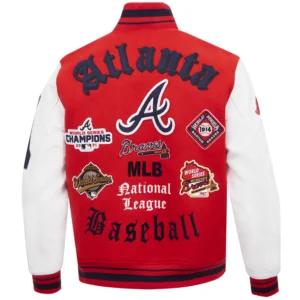 Alternative view of Atlanta Braves Old English Baseball Team Players Wool & Leather Varsity Jacket