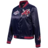 Atlanta Braves Mashup Women's Rib Satin Varsity Navy Jacket - Image 3