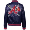 Atlanta Braves Mashup Women's Rib Satin Varsity Navy Jacket - Image 2