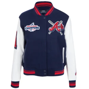 Atlanta Braves Mashup Women's Rib knitted Wool & Leather Varsity Jacket