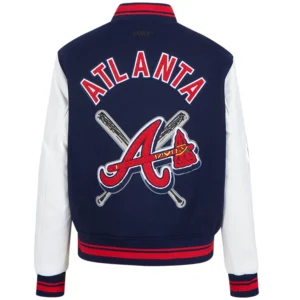 Alternative view of Atlanta Braves Mashup Women's Rib knitted Wool & Leather Varsity Jacket