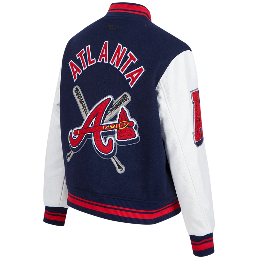Atlanta Braves Mashup Women's Rib knitted Wool & Leather Varsity Jacket - Image 4