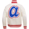 Atlanta Braves Men's Classic Full-Snap Satin Varsity White Jacket - Image 2